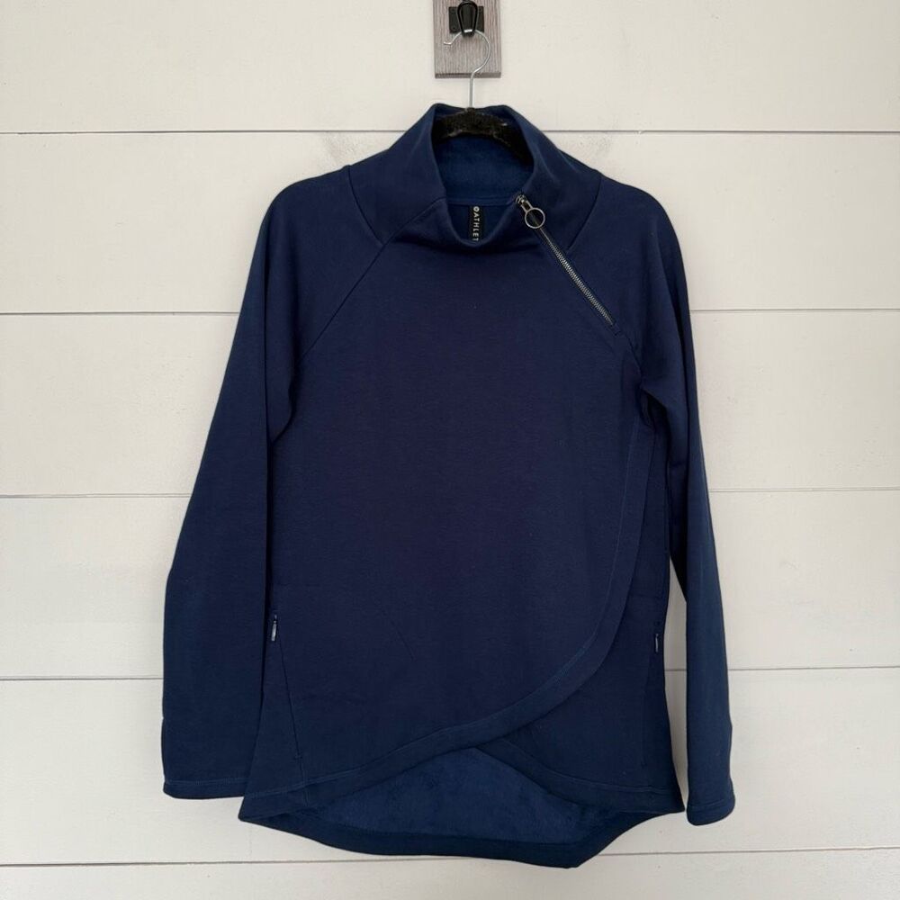 Athleta Women’s Small Navy Blue Cozy Karma Assymetrical Pullover Sweatshirt